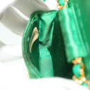 CHANEL Mini Matelasse Chain Pouch Shoulder Bag Satin Green Gold CC Auth 51271V-22