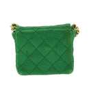 CHANEL Mini Matelasse Chain Pouch Shoulder Bag Satin Green Gold CC Auth 51271V-2