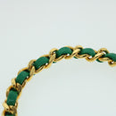 CHANEL Mini Matelasse Chain Pouch Shoulder Bag Satin Green Gold CC Auth 51271A-14