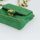 CHANEL Mini Matelasse Chain Pouch Shoulder Bag Satin Green Gold CC Auth 51271V-10