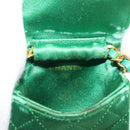 CHANEL Mini Matelasse Chain Pouch Shoulder Bag Satin Green Gold CC Auth 51271V-17
