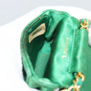 CHANEL Mini Matelasse Chain Pouch Shoulder Bag Satin Green Gold CC Auth 51271V-20