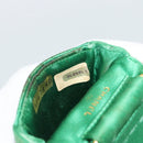 CHANEL Mini Matelasse Chain Pouch Shoulder Bag Satin Green Gold CC Auth 51271V-21