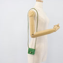 CHANEL Mini Matelasse Chain Pouch Shoulder Bag Satin Green Gold CC Auth 51271V-22
