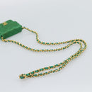 CHANEL Mini Matelasse Chain Pouch Shoulder Bag Satin Green Gold CC Auth 51271V-7