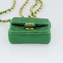 CHANEL Mini Matelasse Chain Pouch Shoulder Bag Satin Green Gold CC Auth 51271V-9