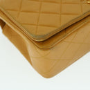 CHANEL Matelasse Turn Lock Chain Shoulder Bag Lamb Skin Orange CC Auth 51273A-15