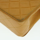 CHANEL Matelasse Turn Lock Chain Shoulder Bag Lamb Skin Orange CC Auth 51273A-16