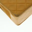 CHANEL Matelasse Turn Lock Chain Shoulder Bag Lamb Skin Orange CC Auth 51273A-17