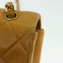 CHANEL Matelasse Turn Lock Chain Shoulder Bag Lamb Skin Orange CC Auth 51273A-7