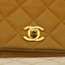 CHANEL Matelasse Turn Lock Chain Shoulder Bag Lamb Skin Orange CC Auth 51273A-18