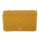 CHANEL Matelasse Turn Lock Chain Shoulder Bag Lamb Skin Orange CC Auth 51273A-13
