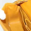 CHANEL Matelasse Turn Lock Chain Shoulder Bag Lamb Skin Orange CC Auth 51273A-21