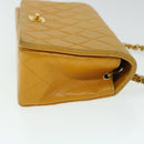 CHANEL Matelasse Turn Lock Chain Shoulder Bag Lamb Skin Orange CC Auth 51273A-4