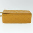 CHANEL Matelasse Turn Lock Chain Shoulder Bag Lamb Skin Orange CC Auth 51273A-5