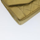 CHANEL Matelasse Turn Lock Chain Shoulder Bag Lamb Skin Gold CC Auth 51274SAM-14