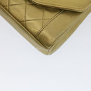 CHANEL Matelasse Turn Lock Chain Shoulder Bag Lamb Skin Gold CC Auth 51274SAM-8