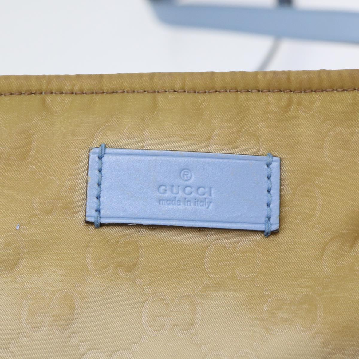 GUCCI GG Canvas Shoulder Bag Beige Light Blue 314529 Auth 51312