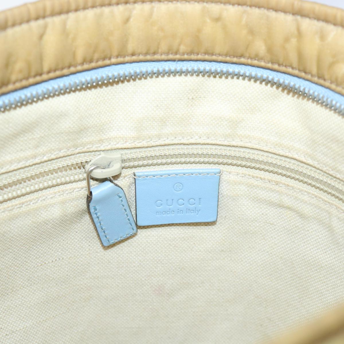 GUCCI GG Canvas Shoulder Bag Beige Light Blue 314529 Auth 51312