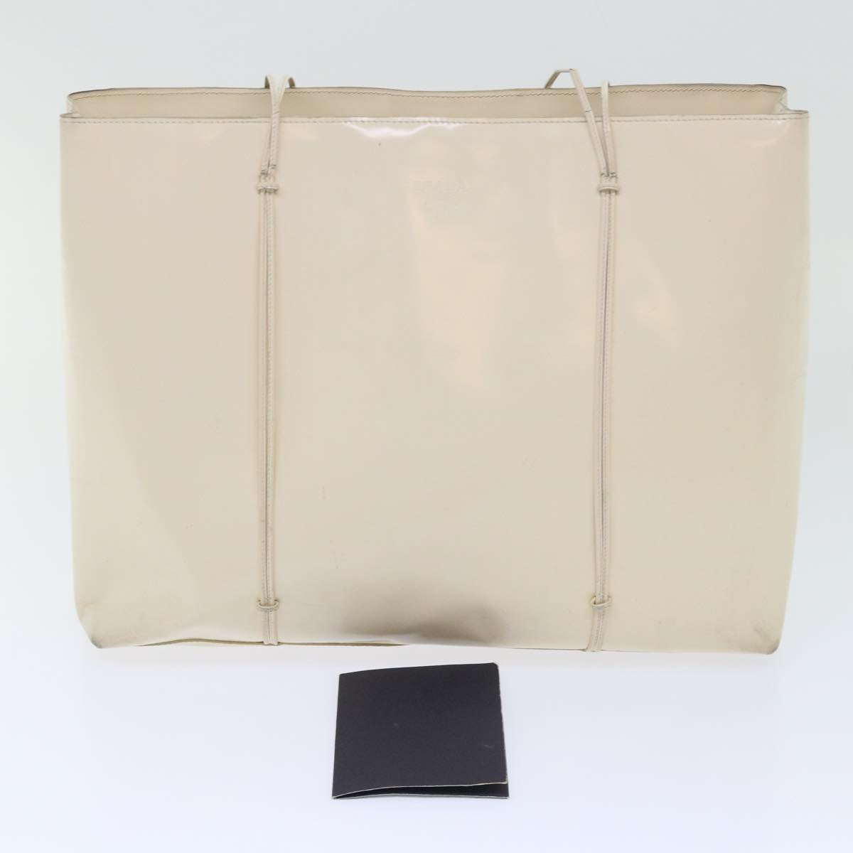 PRADA Tote Bag Patent leather White Auth 51330