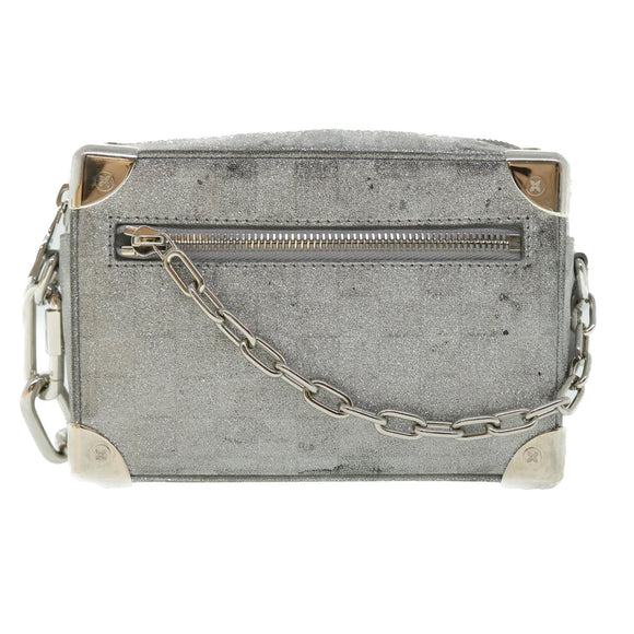 LOUIS VUITTON Damier Glitter Mini Soft Trunk Bag Silver M59726 LV Auth 51371V