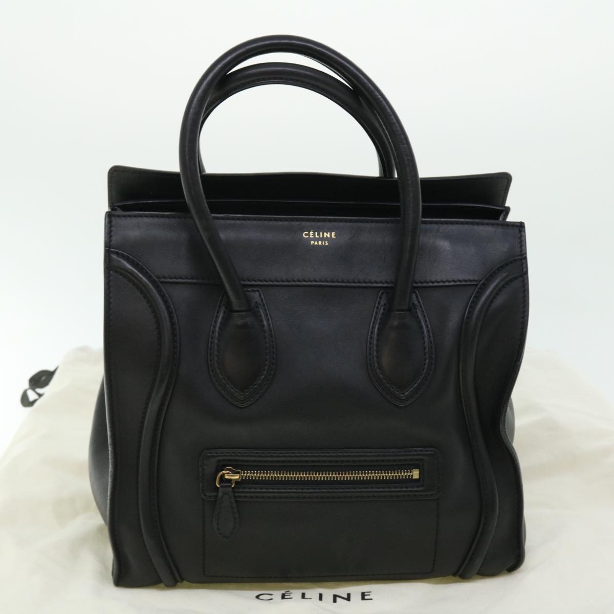 CELINE Luggage Mini Hand Bag Leather Black Auth 51427