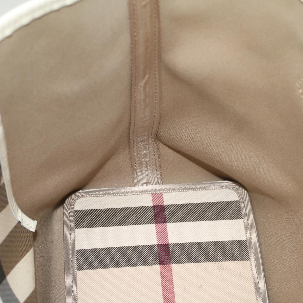 BURBERRY Nova Check Tote Bag PVC Leather Beige Auth 51455