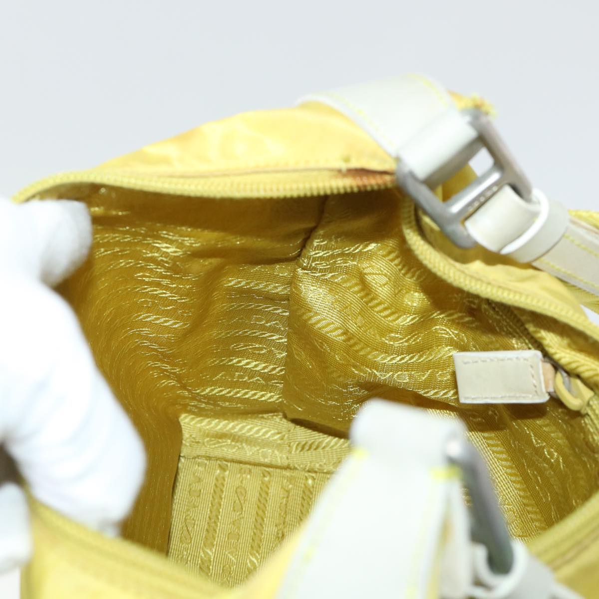 PRADA Shoulder Bag Nylon Yellow Auth 51633