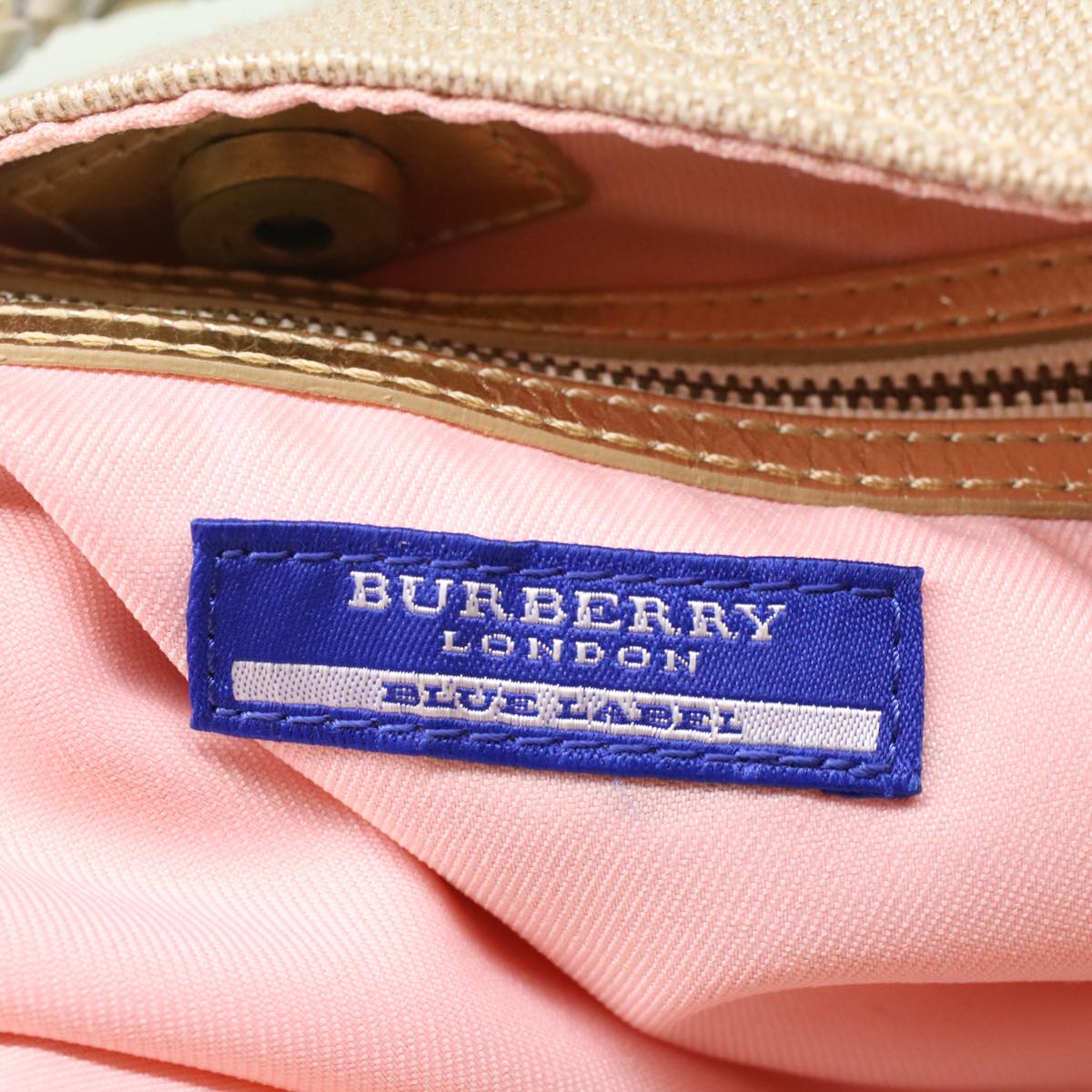 BURBERRY Blue Label Shoulder Bag Canvas Beige Auth 51700