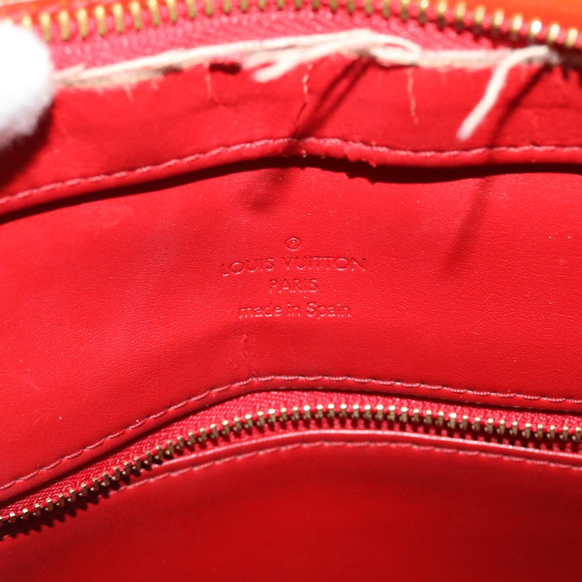 LOUIS VUITTON Monogram Vernis Houston Hand Bag Red M91092 LV Auth 51786