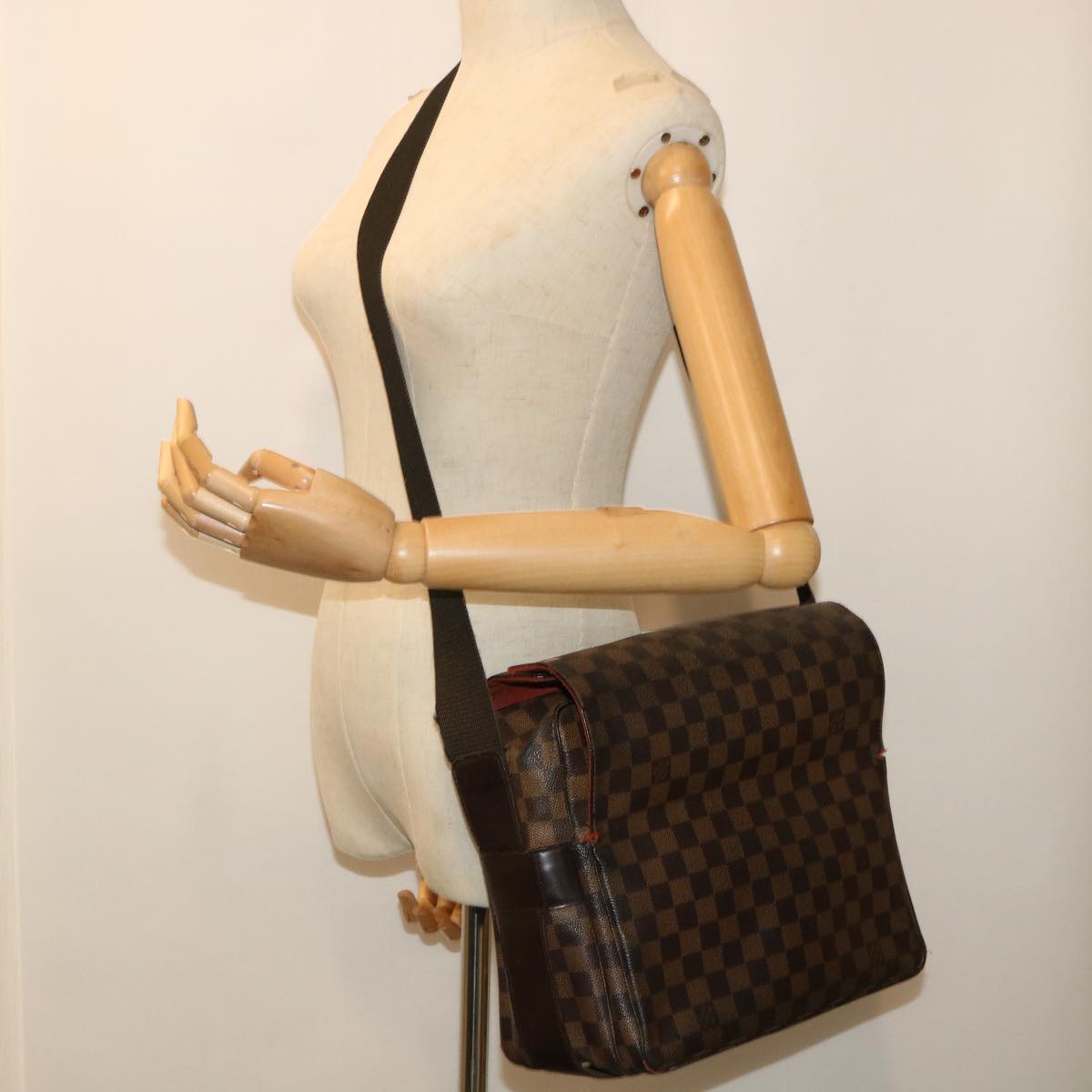 LOUIS VUITTON Damier Ebene Naviglio Shoulder Bag N45255 LV Auth 51788