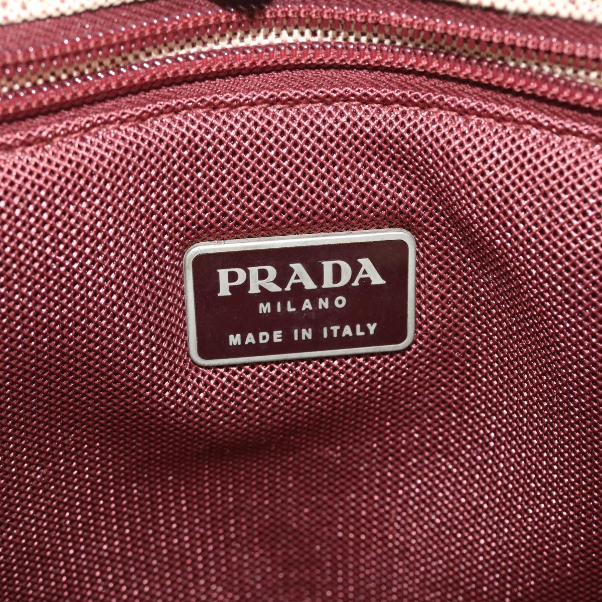 PRADA Hand Bag Canvas Beige Auth 51830