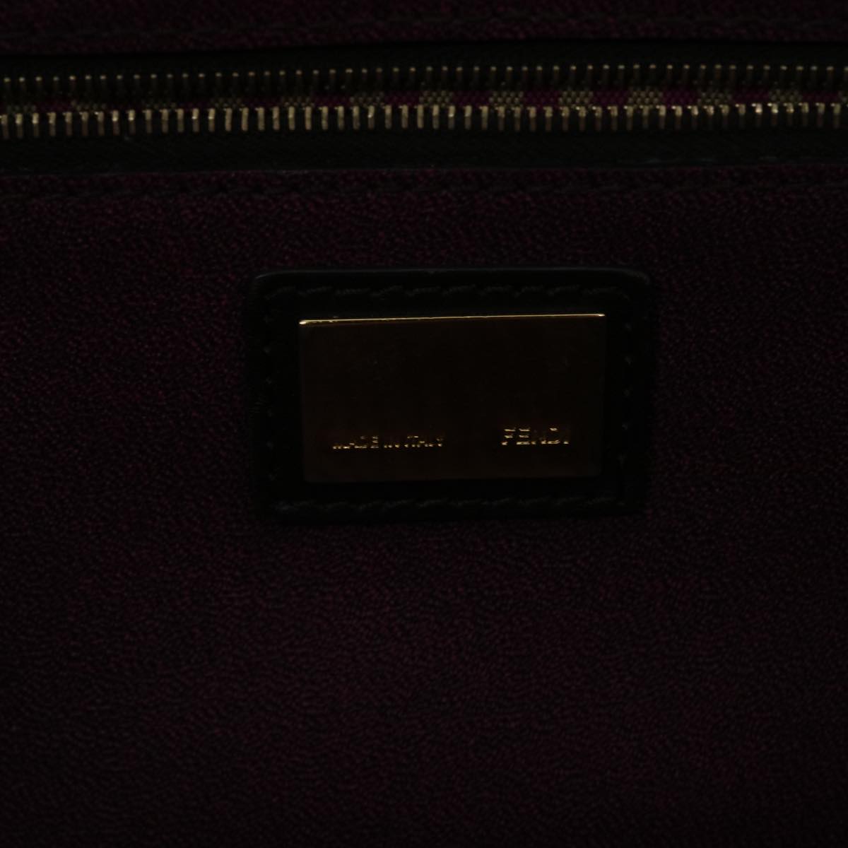 FENDI Zucca Canvas Tote Bag PVC Leather Brown Black purple Auth 51890