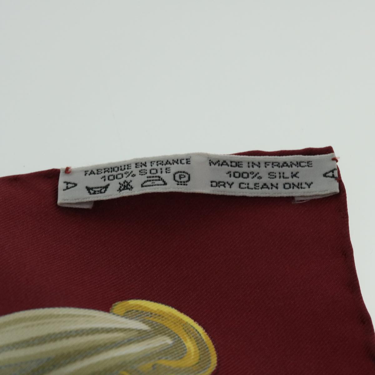 HERMES Carre 90 ETRIERS Scarf Silk Wine Red White yellow Auth 51905
