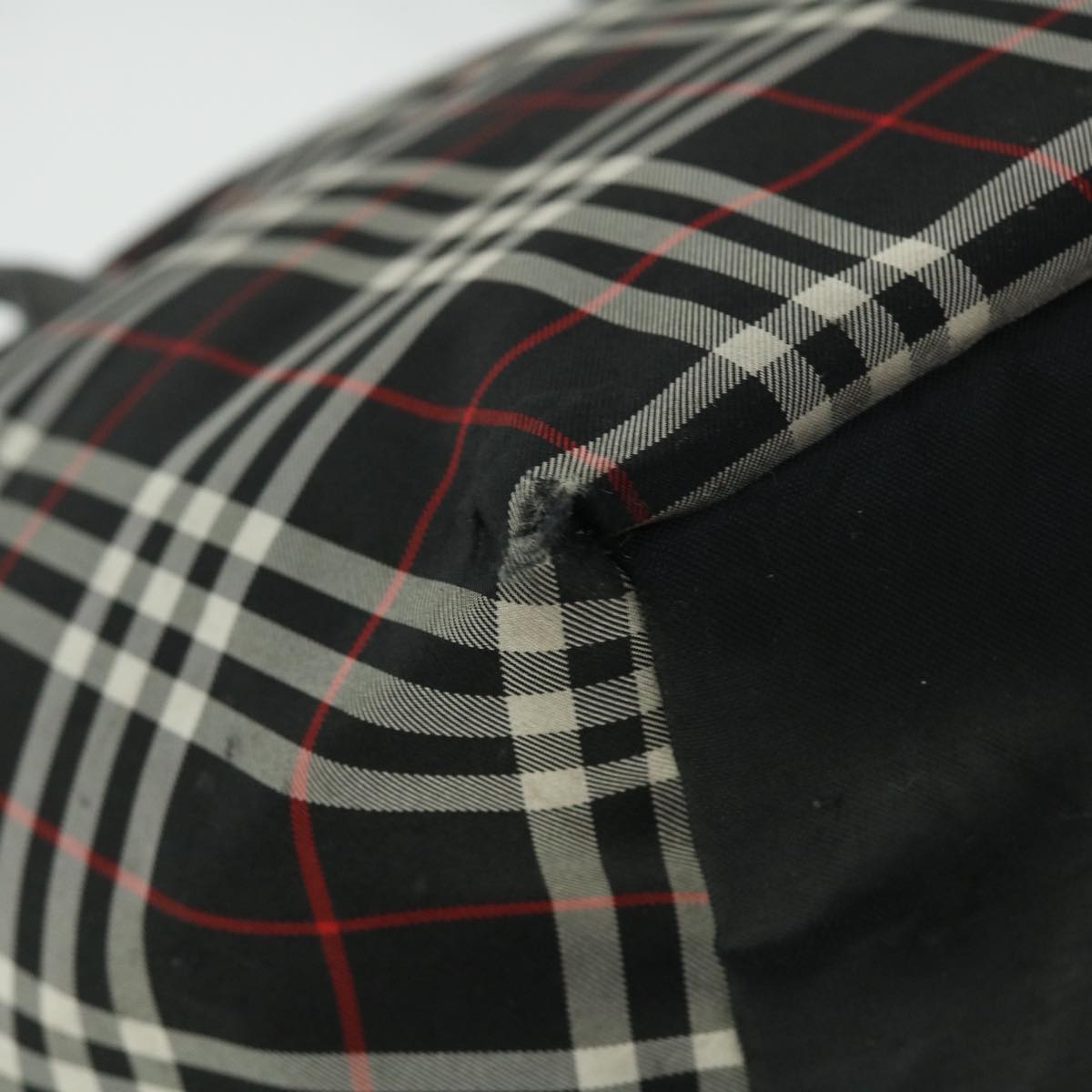 Burberrys Nova Check Blue Label Shoulder Bag Nylon Leather Black Red Auth 51911