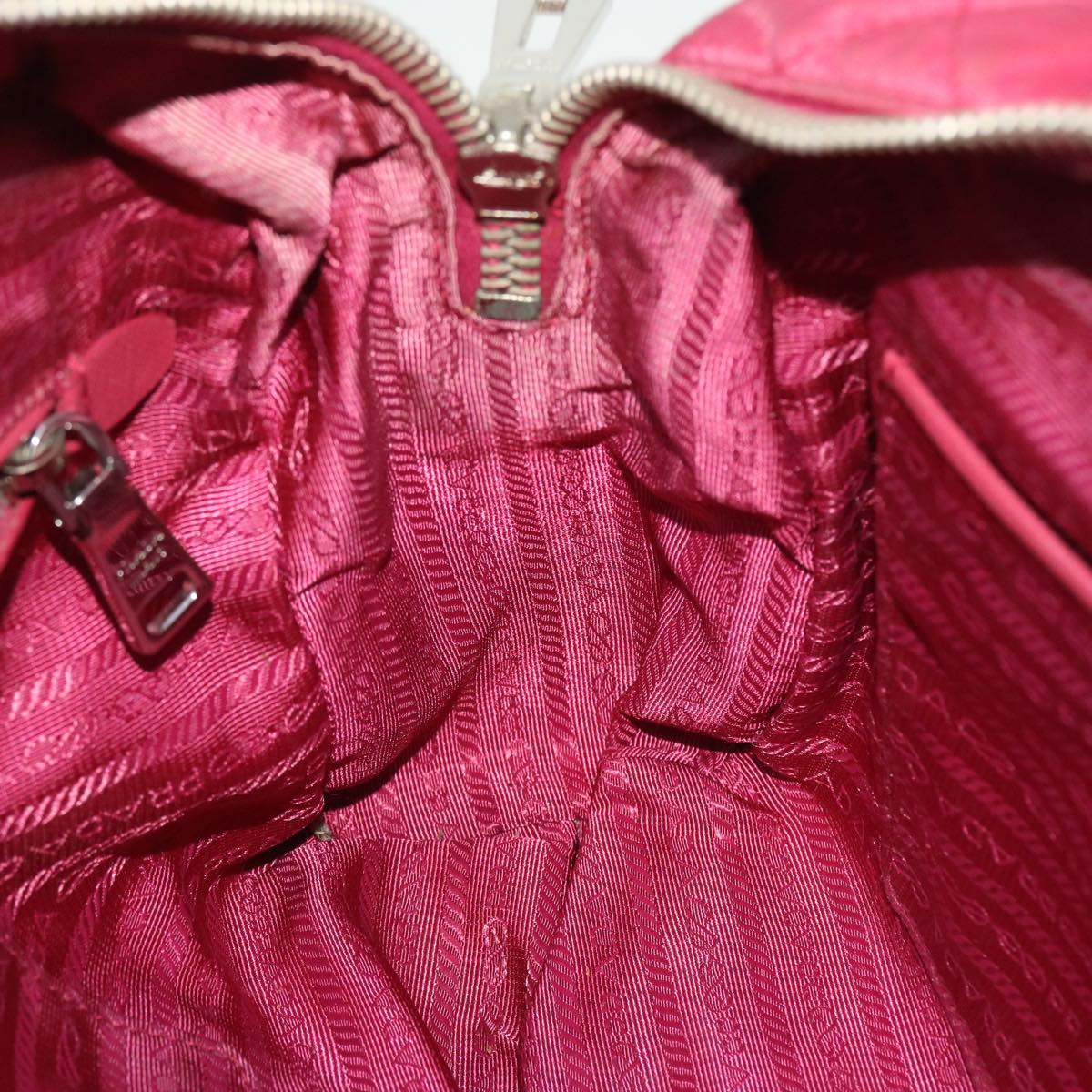 PRADA Chain Shoulder Bag Nylon Pink Auth 52016