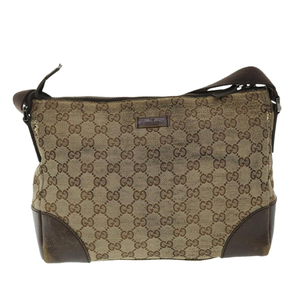 GUCCI GG Canvas Shoulder Bag Beige Brown Auth 52249
