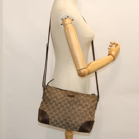 GUCCI GG Canvas Shoulder Bag Beige Brown Auth 52249