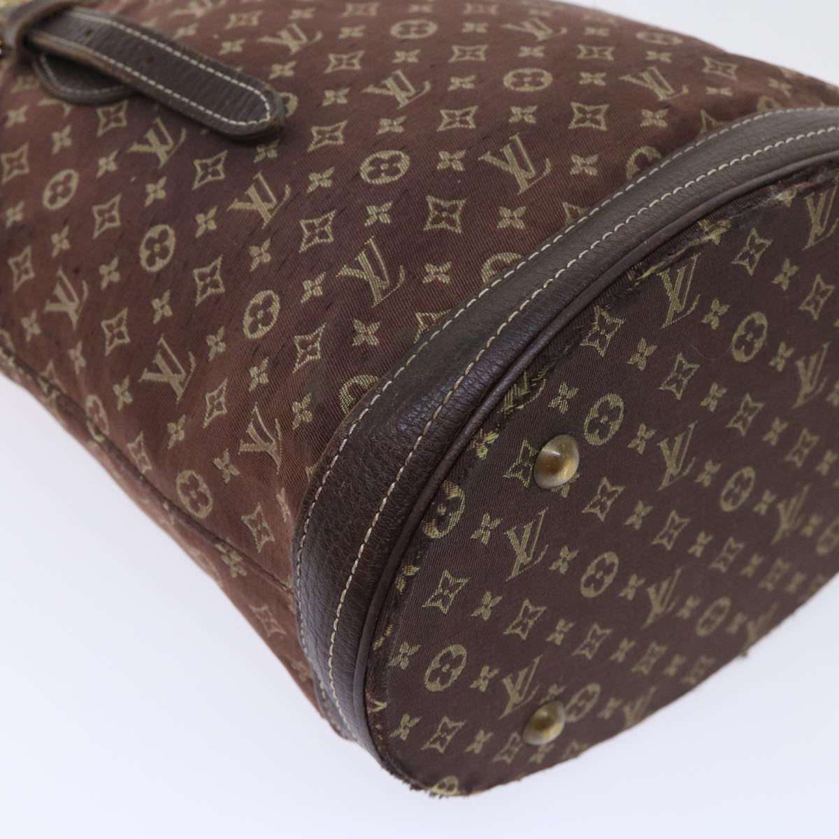 LOUIS VUITTON Monogram Mini Lin Bucket PM Shoulder Bag Brown M95226 Auth 52327