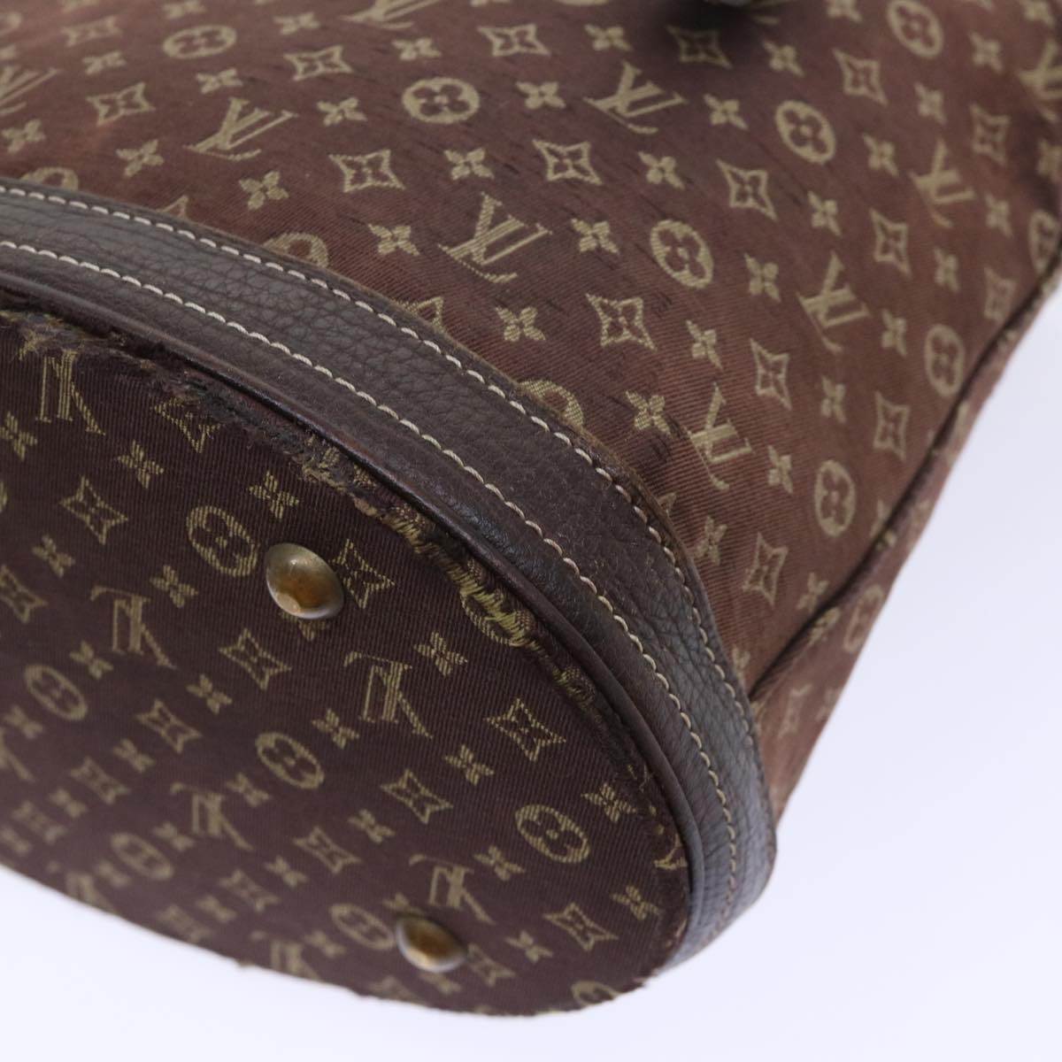 LOUIS VUITTON Monogram Mini Lin Bucket PM Shoulder Bag Brown M95226 Auth 52327