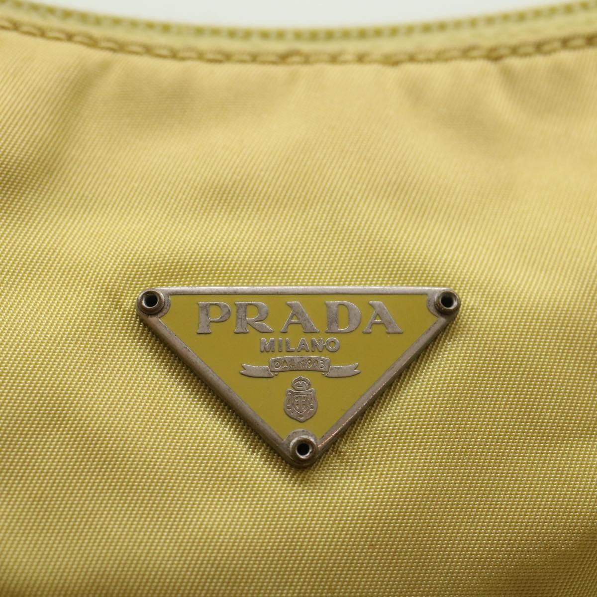 PRADA Accessory Pouch Nylon Yellow Auth 52421