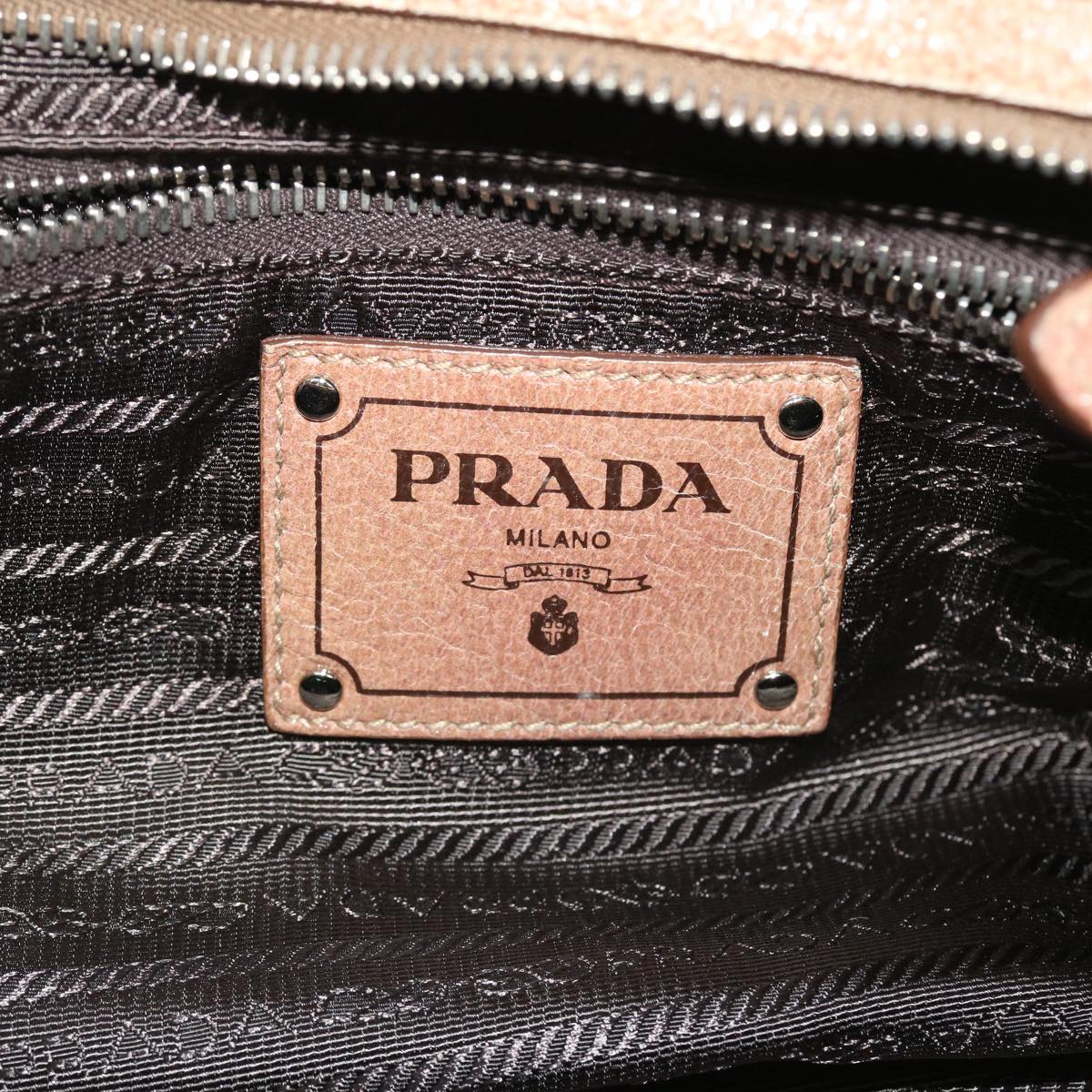 PRADA Hand Bag Leather 2way Beige Auth 52424