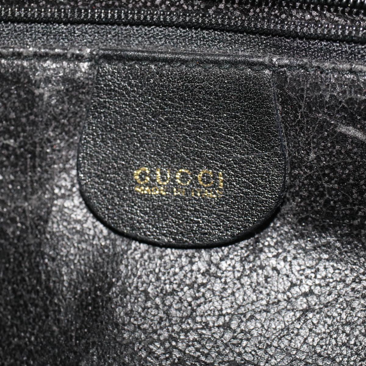 GUCCI Bamboo Shoulder Bag Leather 2way Black 0011577 Auth 52430