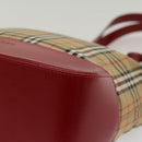 BURBERRY Nova Check Tote Bag Nylon Leather Beige Red Auth 52434-9