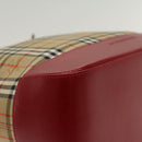 BURBERRY Nova Check Tote Bag Nylon Leather Beige Red Auth 52434-14