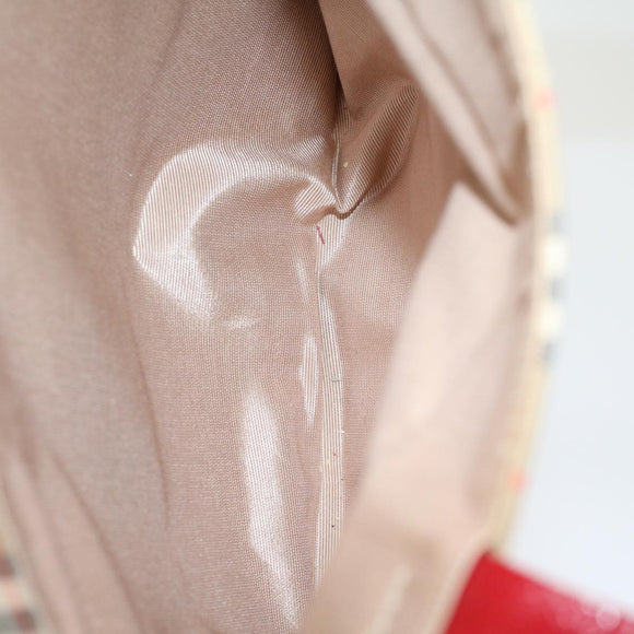 BURBERRY Nova Check Tote Bag Nylon Leather Beige Red Auth 52434