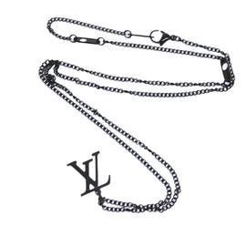 LOUIS VUITTON Adjustable Collier LV Upside Down Necklace Black M62683 Auth 52449