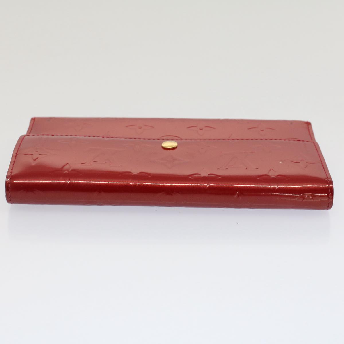 LOUIS VUITTON Vernis Porte Tresol International Wallet Red M91165 LV Auth 52501