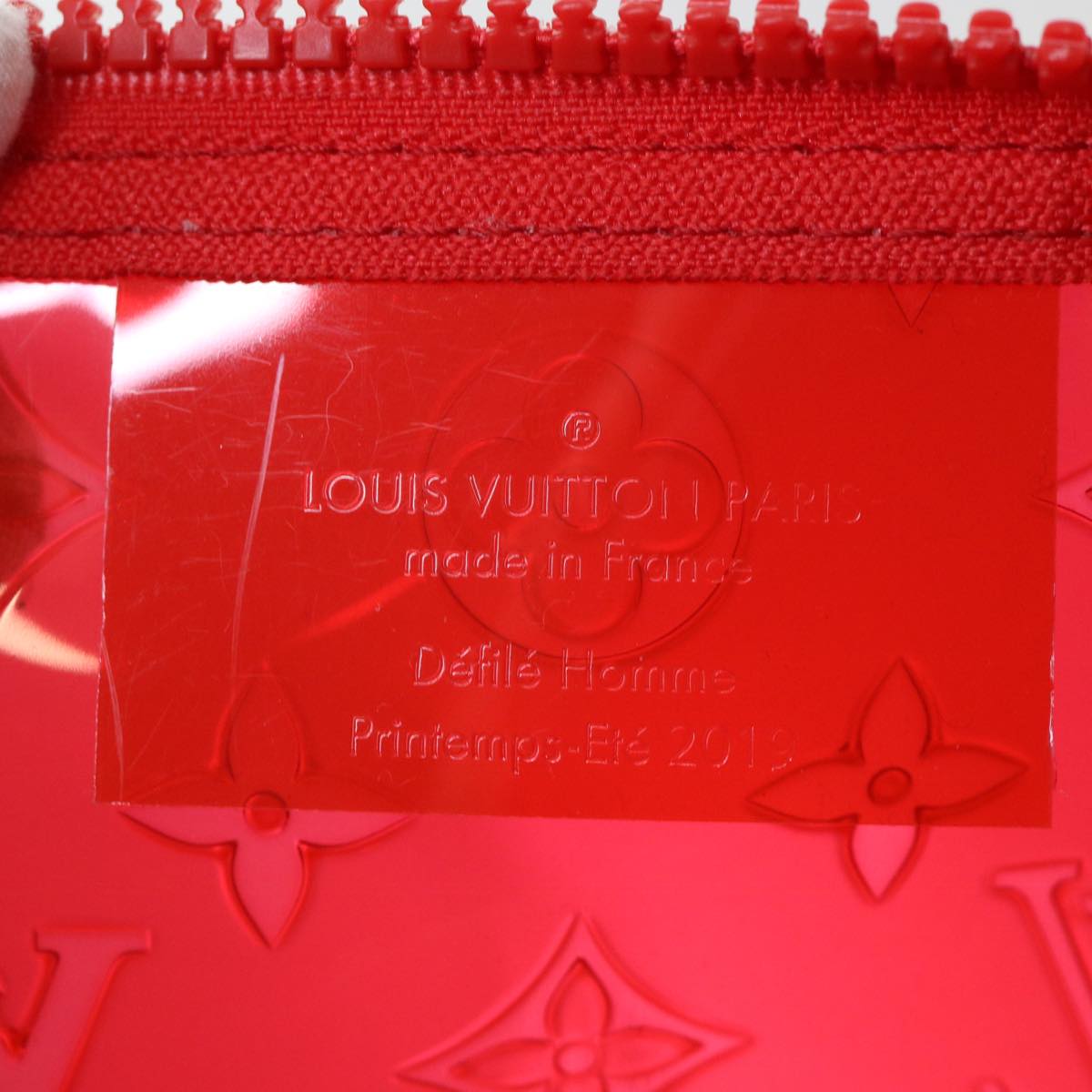 LOUIS VUITTON Monogram Vinyl Keepall Bandouliere 50 Bag Red M41416 Auth 52526A
