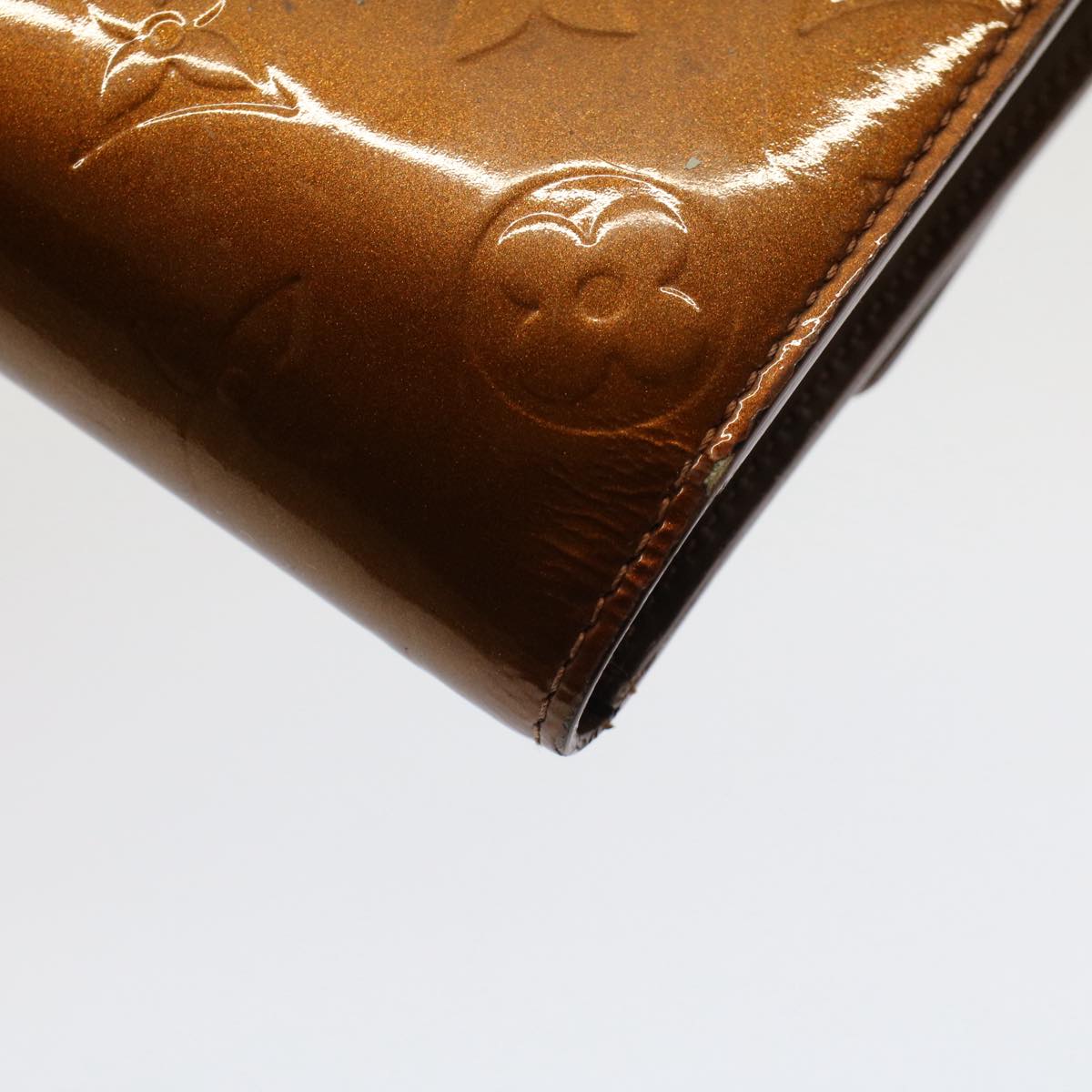 LOUIS VUITTON Vernis Porte Tresol International Wallet Bronze M91166 Auth 52629